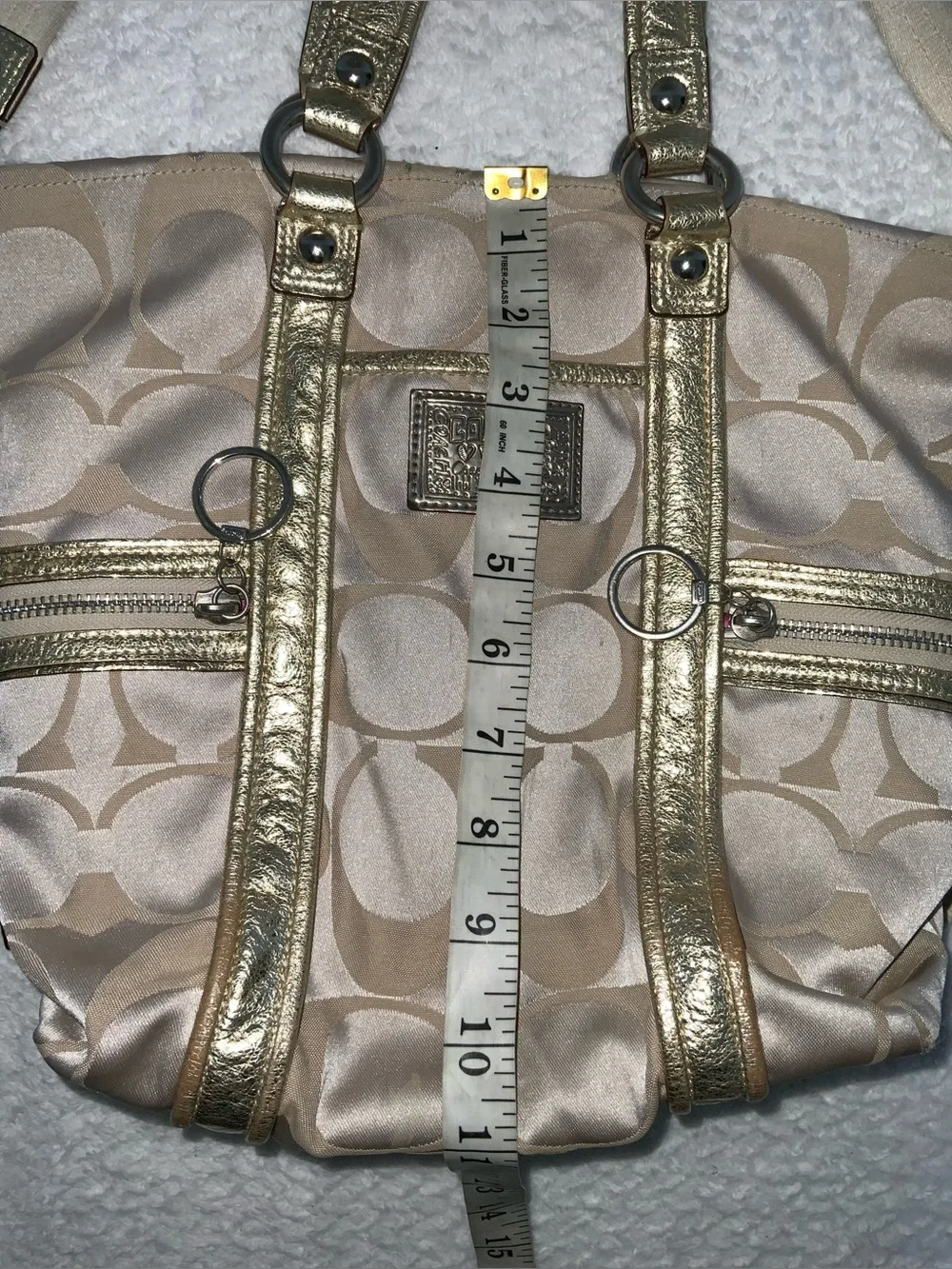 Coach gold poppy sateen shoulder bag
